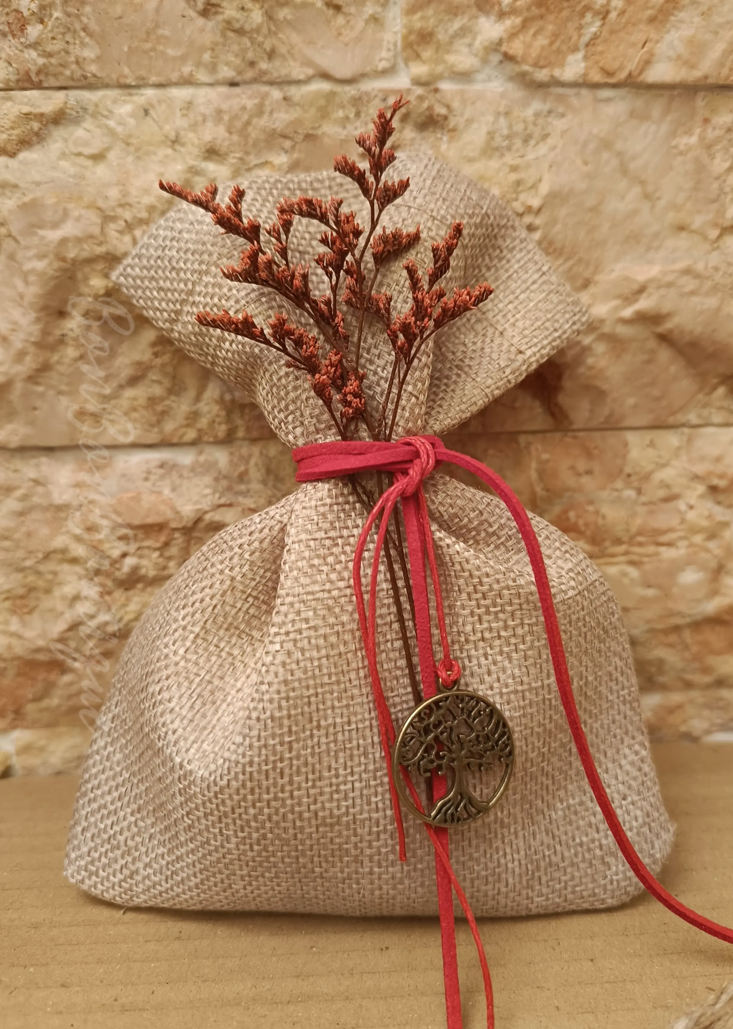 Modern Rustic - μπομπονιέρες, Μπεζ, Κόκκινο (1)