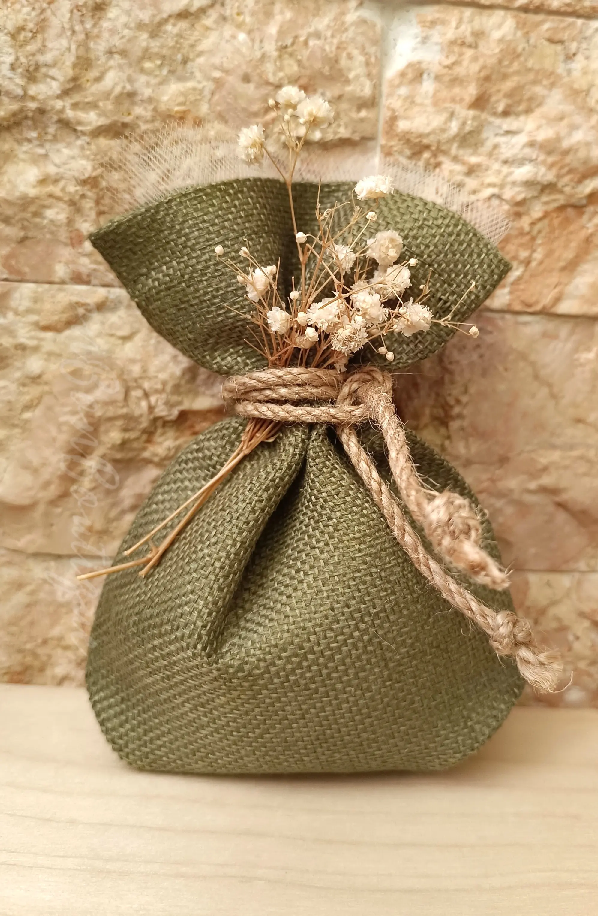 Rustic Green - μπομπονιέρες, Ανοιχτό πράσινο, Λαχανί, Εκρού (1)