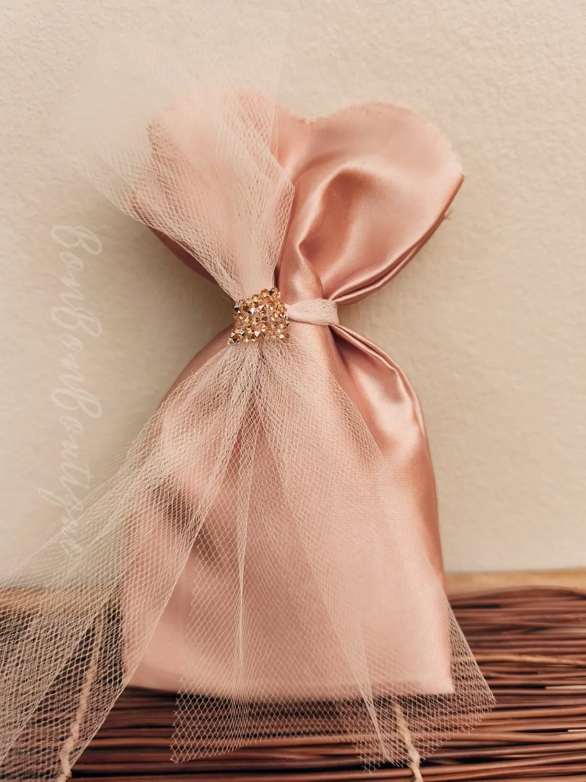 Bride's Veil (pink) - μπομπονιέρες, Ροζ, Πούδρα (1)