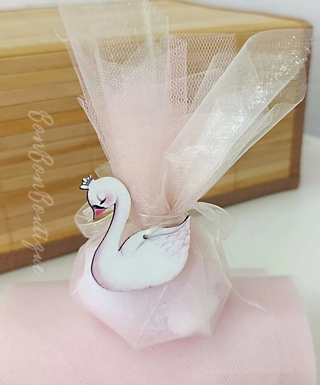 Glamour Swan - μπομπονιέρες, Εκρού/ Ιβουάρ, Ροζ (1)